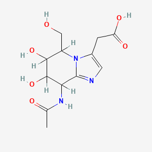 molecular formula C12H17N3O6 B1677910 Imidazo(1,2-a)pyridine-3-acetic acid, 8-(acetylamino)-5,6,7,8-tetrahydro-6,7-dihydroxy-5-(hydroxymethyl)- CAS No. 126844-81-3