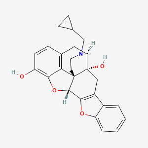 molecular formula C26H25NO4 B1677913 17-(Cyclopropylmethyl)-6,7-didehydro-3,14beta-dihydroxy-4,5alpha-epoxy-6,7-2',3'-benzo[b]furanomorphinanmesylate CAS No. 122517-78-6