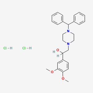molecular formula C27H34Cl2N2O3 B1677923 1-(3,4-Dimethoxyphenyl)-2-(4-diphenylmethylpiperazinyl)ethanol dihydrochloride CAS No. 93035-33-7