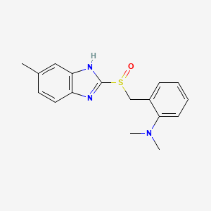 molecular formula C17H19N3OS B1677925 Benzenamine, N,N-dimethyl-2-[[(6-methyl-1H-benzimidazol-2-yl)sulfinyl]methyl]-;Benzenamine, N,N-dimethyl-2-[[(6-methyl-1H-benzimidazol-2-yl)sulfinyl]methyl]- 