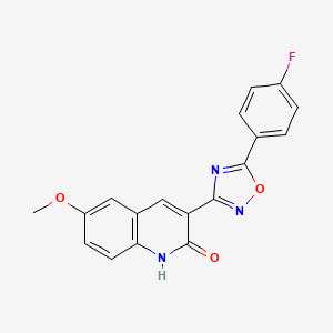 molecular formula C18H12FN3O3 B1677931 3-[5-(4-Fluoro-phenyl)-[1,2,4]oxadiazol-3-yl]-6-methoxy-quinolin-2-ol CAS No. 714240-31-0