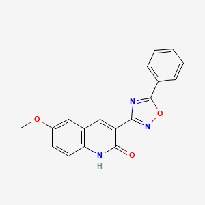 molecular formula C18H13N3O3 B1677932 (3E)-6-methoxy-3-(5-phenyl-1,2,4-oxadiazol-3-ylidene)quinolin-2-one CAS No. 714932-54-4