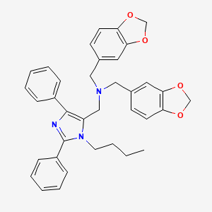 molecular formula C36H35N3O4 B1677938 n,n-Bis(1,3-benzodioxol-5-ylmethyl)-1-butyl-2,4-diphenyl-1h-imidazole-5-methanamine CAS No. 439571-48-9
