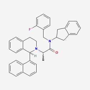 molecular formula C38H35FN2O B1677939 (2S)-N-(2,3-dihydro-1H-inden-2-yl)-N-[(2-fluorophenyl)methyl]-2-[(1R)-1-naphthalen-1-yl-3,4-dihydro-1H-isoquinolin-2-yl]propanamide CAS No. 610297-00-2