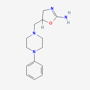 molecular formula C14H20N4O B1677948 4,5-Dihydro-5-(4-phenyl-1-piperazinylmethyl)-2-oxazolamine CAS No. 91595-86-7