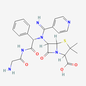 molecular formula C24H26N6O5S B1677959 6-[[(1S)-2-[(2-aminoacetyl)amino]-2-oxo-1-phenylethyl]-(pyridine-4-carboximidoyl)amino]-3,3-dimethyl-7-oxo-4-thia-1-azabicyclo[3.2.0]heptane-2-carboxylic acid CAS No. 63975-62-2