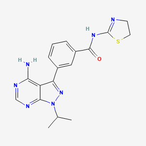 molecular formula C18H19N7OS B1677962 3-(4-amino-1-isopropyl-1H-pyrazolo[3,4-d]pyrimidin-3-yl)-N-(4,5-dihydrothiazol-2-yl)benzamide CAS No. 1092788-09-4
