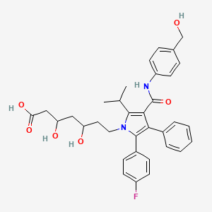 molecular formula C34H37FN2O6 B1677966 7-(2-(4-fluorophenyl)-4-((4-(hydroxymethyl)phenyl)carbamoyl)-5-isopropyl-3-phenyl-1H-pyrrol-1-yl)-3,5-dihydroxyheptanoic acid CAS No. 805241-79-6
