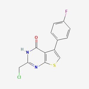 molecular formula C13H8ClFN2OS B1677975 2-(Chloromethyl)-5-(4-fluorophenyl)thieno[2,3-d]pyrimidin-4-ol CAS No. 852400-39-6