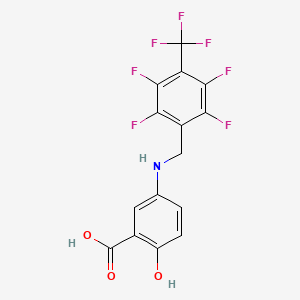 molecular formula C15H8F7NO3 B1678020 2-Hydroxy-5-(2,3,5,6-tetrafluoro-4-trifluoromethyl-benzylamino)benzoic acid CAS No. 640290-67-1