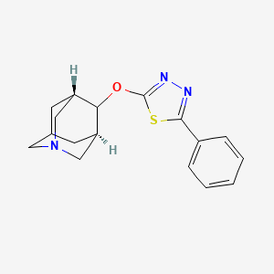 molecular formula C17H19N3OS B1678021 (3R,4S,5S)-4-((5-Phenyl-1,3,4-thiadiazol-2-yl)oxy)-1-azaadamantane CAS No. 1026134-63-3