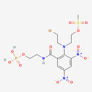 molecular formula C14H20BrN4O12PS B1678026 2-((2-Bromoethyl)(2,4-dinitro-6-((2-(phosphonooxy)ethyl)carbamoyl)phenyl)amino)ethyl methanesulfonate CAS No. 851627-62-8