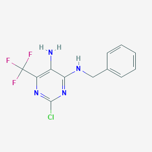 molecular formula C12H10ClF3N4 B167803 4-N-benzyl-2-chloro-6-(trifluoromethyl)pyrimidine-4,5-diamine CAS No. 1743-95-9