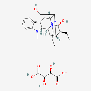 molecular formula C27H38N2O8 B1678032 (1R,9R,10S,12R,13S,14R,16S)-13-ethyl-8-methyl-15-propyl-8-aza-15-azoniahexacyclo[14.2.1.01,9.02,7.010,15.012,17]nonadeca-2,4,6-triene-14,18-diol;(2R,3R)-2,3,4-trihydroxy-4-oxobutanoate CAS No. 2589-47-1