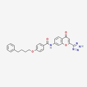 molecular formula C27H23N5O4 B1678047 N-[4-oxo-2-(2H-tetrazol-5-yl)chromen-7-yl]-4-(4-phenylbutoxy)benzamide CAS No. 103177-37-3