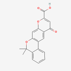 molecular formula C21H21NO6 B1678091 5,5-Dimethyl-11-oxoisochromeno[4,3-g]chromene-9-carboxylic acid CAS No. 52156-73-7