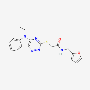molecular formula C18H17N5O2S B1678106 2-[(5-ethyl-[1,2,4]triazino[5,6-b]indol-3-yl)sulfanyl]-N-(furan-2-ylmethyl)acetamide CAS No. 339337-07-4