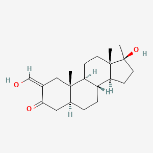 molecular formula C21H32O3 B1678114 (5S,8R,9S,10S,13S,14S,17S)-17-hydroxy-2-(hydroxymethylene)-10,13,17-trimethyl-1,4,5,6,7,8,9,11,12,14,15,16-dodecahydrocyclopenta[a]phenanthren-3-one CAS No. 434-07-1
