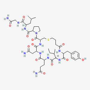 molecular formula C44H67N11O12S B1678130 N-[1-[(2-amino-2-oxoethyl)amino]-4-methyl-1-oxopentan-2-yl]-1-[6-(2-amino-2-oxoethyl)-9-(3-amino-3-oxopropyl)-12-butan-2-yl-15-[(4-hydroxyphenyl)methyl]-5,8,11,14,17-pentaoxo-1-thia-4,7,10,13,16-pentazacycloicosane-3-carbonyl]pyrrolidine-2-carboxamide CAS No. 20576-70-9