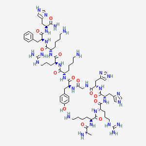 molecular formula C71H110N28O13 B1678135 Ala-lys-arg-his-his-gly-tyr-lys-arg-lys-phe-his-NH2 CAS No. 190673-58-6
