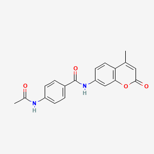 molecular formula C19H16N2O4 B1678139 4-Acetylamino-N-(4-methyl-2-oxo-2H-chromen-7-yl)-benzamide CAS No. 1111287-26-3