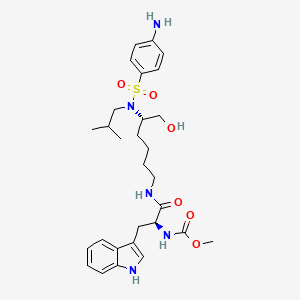 molecular formula C29H41N5O6S B1678140 Carbamic acid, ((1S)-2-(((5S)-5-(((4-aminophenyl)sulfonyl)(2-methylpropyl)amino)-6-hydroxyhexyl)amino)-1-(1H-indol-3-ylmethyl)-2-oxoethyl)-, methyl ester CAS No. 449806-40-0