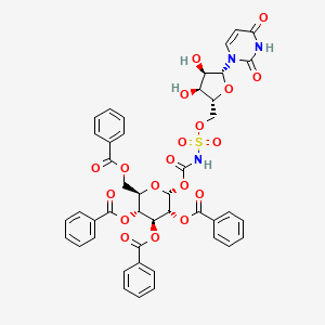 molecular formula C44H39N3O19S B1678148 [(2R,3R,4S,5R,6R)-3,4,5-tribenzoyloxy-6-[[(2R,3S,4R,5R)-5-(2,4-dioxopyrimidin-1-yl)-3,4-dihydroxyoxolan-2-yl]methoxysulfonylcarbamoyloxy]oxan-2-yl]methyl benzoate CAS No. 93426-60-9