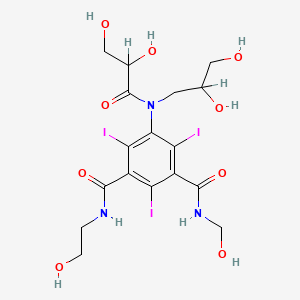 molecular formula C17H22I3N3O9 B1678149 1,3-Benzenedicarboxamide, 5-((2,3-dihydroxy-1-oxopropyl)(2,3-dihydroxypropyl)amino)-N-(2-hydroxyethyl)-N'-(hydroxymethyl)-2,4,6-triiodo- CAS No. 136880-97-2