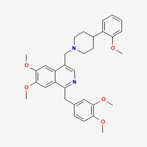 molecular formula C33H38N2O5 B1678153 1-(3,4-Dimethoxybenzyl)-6,7-dimethoxy-4-{[4-(2-methoxyphenyl)piperidin-1-YL]methyl}isoquinoline CAS No. 95520-87-9