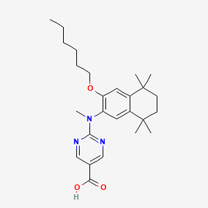 molecular formula C26H37N3O3 B1678154 2-[(3-Hexoxy-5,5,8,8-tetramethyl-6,7-dihydronaphthalen-2-yl)-methylamino]pyrimidine-5-carboxylic acid CAS No. 457657-34-0