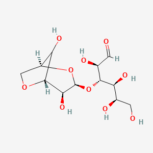 molecular formula C12H20O10 B1678156 (2R,3S,4S,5R)-3-[[(1S,3S,4S,5R)-4,8-dihydroxy-2,6-dioxabicyclo[3.2.1]octan-3-yl]oxy]-2,4,5,6-tetrahydroxyhexanal CAS No. 484-58-2