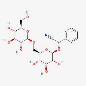 B1678158 Benzeneacetonitrile, alpha-((6-O-beta-D-glucopyranosyl-beta-D-glucopyranosyl)oxy)-, (S)- CAS No. 29883-16-7