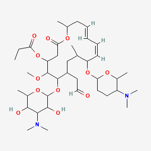 B1678178 [(11Z,13E)-6-[4-(dimethylamino)-3,5-dihydroxy-6-methyloxan-2-yl]oxy-10-[5-(dimethylamino)-6-methyloxan-2-yl]oxy-5-methoxy-9,16-dimethyl-2-oxo-7-(2-oxoethyl)-1-oxacyclohexadeca-11,13-dien-4-yl] propanoate CAS No. 4617-99-6