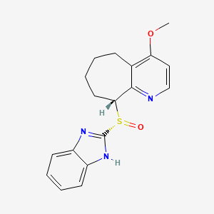 molecular formula C18H19N3O2S B1678189 9-(1H-benzimidazol-2-ylsulfinyl)-4-methoxy-6,7,8,9-tetrahydro-5H-cyclohepta[b]pyridine CAS No. 156601-79-5