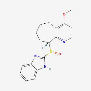 molecular formula C18H19N3O2S B1678189 (9R)-9-[(S)-1H-Benzimidazol-2-ylsulfinyl]-4-methoxy-6,7,8,9-tetrahydro-5H-cyclohepta[b]pyridine CAS No. 156601-79-5