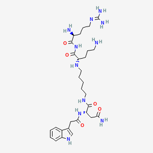 B1678193 (2S)-N-[5-[[(2S)-5-amino-1-[[(2S)-2-amino-5-(diaminomethylideneamino)pentanoyl]amino]-1-oxopentan-2-yl]amino]pentyl]-2-[[2-(1H-indol-3-yl)acetyl]amino]butanediamide CAS No. 114355-42-9