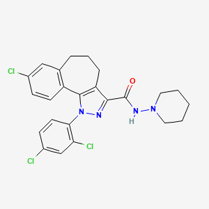 molecular formula C24H23Cl3N4O B1678206 8-Chloro-1-(2,4-dichlorophenyl)-1,4,5,6-tetrahydro-N-1-piperidinyl-benzo[6,7]cyclohepta[1,2-c]pyrazole-3-carboxamide CAS No. 494844-07-4
