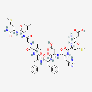 molecular formula C55H79N13O14S2 B1678225 L-Methioninamide, L-alpha-aspartyl-L-methionyl-L-histidyl-L-alpha-aspartyl-L-phenylalanyl-L-phenylalanyl-L-valylglycyl-L-leucyl- CAS No. 86933-75-7