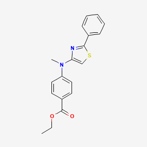 molecular formula C19H18N2O2S B1678229 Ethyl 4-(methyl(2-phenylthiazol-4-yl)amino)benzoate CAS No. 880090-88-0