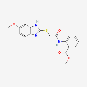 molecular formula C18H17N3O4S B1678236 methyl 2-[[2-[(6-methoxy-1H-benzimidazol-2-yl)sulfanyl]acetyl]amino]benzoate CAS No. 330951-01-4