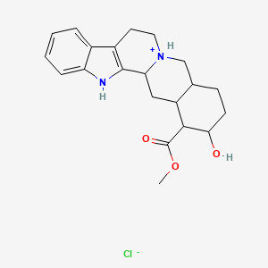 molecular formula C21H27ClN2O3 B1678261 Methyl 18-hydroxy-3,11,12,13,14,15,16,17,18,19,20,21-dodecahydro-1H-yohimban-13-ium-19-carboxylate;chloride CAS No. 6363-59-3