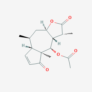 molecular formula C17H22O5 B167830 [(1R,3aR,5S,5aS,8aS,9S,9aS)-1,5,8a-trimethyl-2,8-dioxo-3a,4,5,5a,9,9a-hexahydro-1H-azuleno[6,5-b]furan-9-yl] acetate CAS No. 10092-04-3