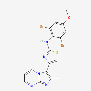 molecular formula C17H13Br2N5OS B1678312 N-(2,6-dibromo-4-methoxyphenyl)-4-(2-methylimidazo[1,2-a]pyrimidin-3-yl)thiazol-2-amine CAS No. 315704-66-6