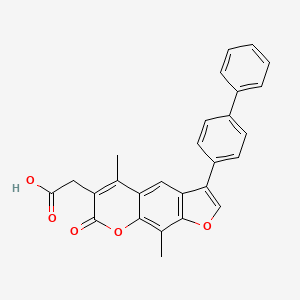 molecular formula C27H20O5 B1678326 2-[5,9-Dimethyl-7-oxo-3-(4-phenylphenyl)furo[3,2-g]chromen-6-yl]acetic acid CAS No. 858746-75-5