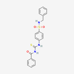 molecular formula C21H19N3O3S2 B1678331 N-[[4-(benzylsulfamoyl)phenyl]carbamothioyl]benzamide CAS No. 817635-93-1