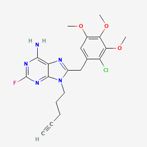 molecular formula C20H21ClFN5O3 B1678332 8-(2-Chloro-3,4,5-trimethoxy-benzyl)-2-fluoro-9-pent-4-ylnyl-9H-purin-6-ylamine CAS No. 422508-46-1