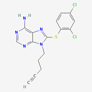 molecular formula C16H13Cl2N5S B1678336 8-((2,4-Dichlorophenyl)thio)-9-(pent-4-yn-1-yl)-9H-purin-6-amine CAS No. 852030-38-7