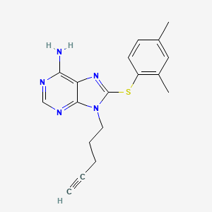 molecular formula C18H19N5S B1678337 8-(2,4-Dimethyl-phenylsulfanyl)-9-pent-4-ynyl-9H-purin-6-ylamine CAS No. 852030-37-6