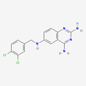 molecular formula C15H15CL2N5 B1678360 2,4-Diamino-6-(3,4-dichlorobenzylamino)quinazoline CAS No. 13794-65-5