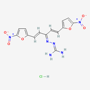 molecular formula C14H13ClN6O6 B1678374 3-[3-(5-硝基-2-糠基)-1-[2-(5-硝基-2-糠基)乙烯基]亚丙基]氨基甲脒单盐酸盐 CAS No. 2315-20-0